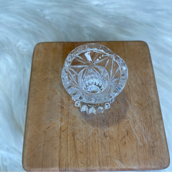 Vintage Crystal Cut Glass Sawtooth Rim Toothpick Holder Clear Unmarked - Picture 4 of 4